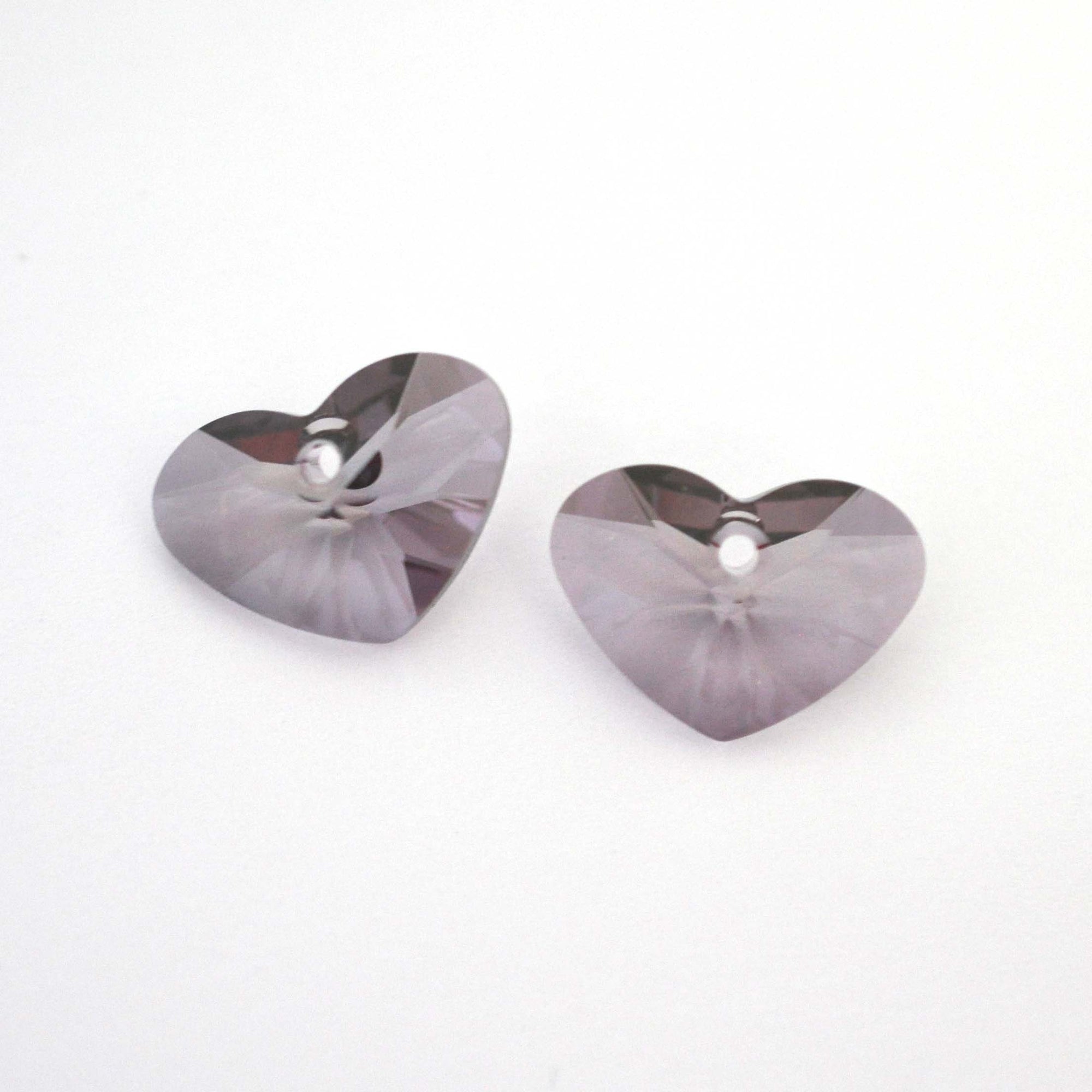 Antique Pink Forget-Me-Not Heart Pendant 17mm 6260 Barton Crystal - 1 Pair (2 Pieces)
