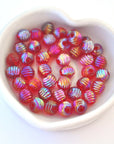 Red Shimmer Sparkle 8MM Vintage West German Glass Beads - 12 Pieces