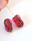 Ruby Red 18x12MM Fancy & Fun Shape Vintage Glass Beads - 2 Beads