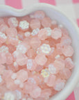 Pink AB Shimmer Flower Pressed Glass Beads 6mm - 50 Beads