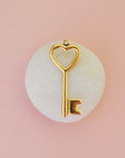Antique Gold Ox Key To My Heart Brass Charm Stamping - AGB138