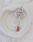 Antique Silver Ox Large Key Brass Charm Stamping - ASB140