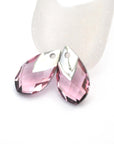 Light Rose & Chrome 18mm Pear Shape Pendants 6565 Barton Crystal - 1 Pair (2 Pieces)