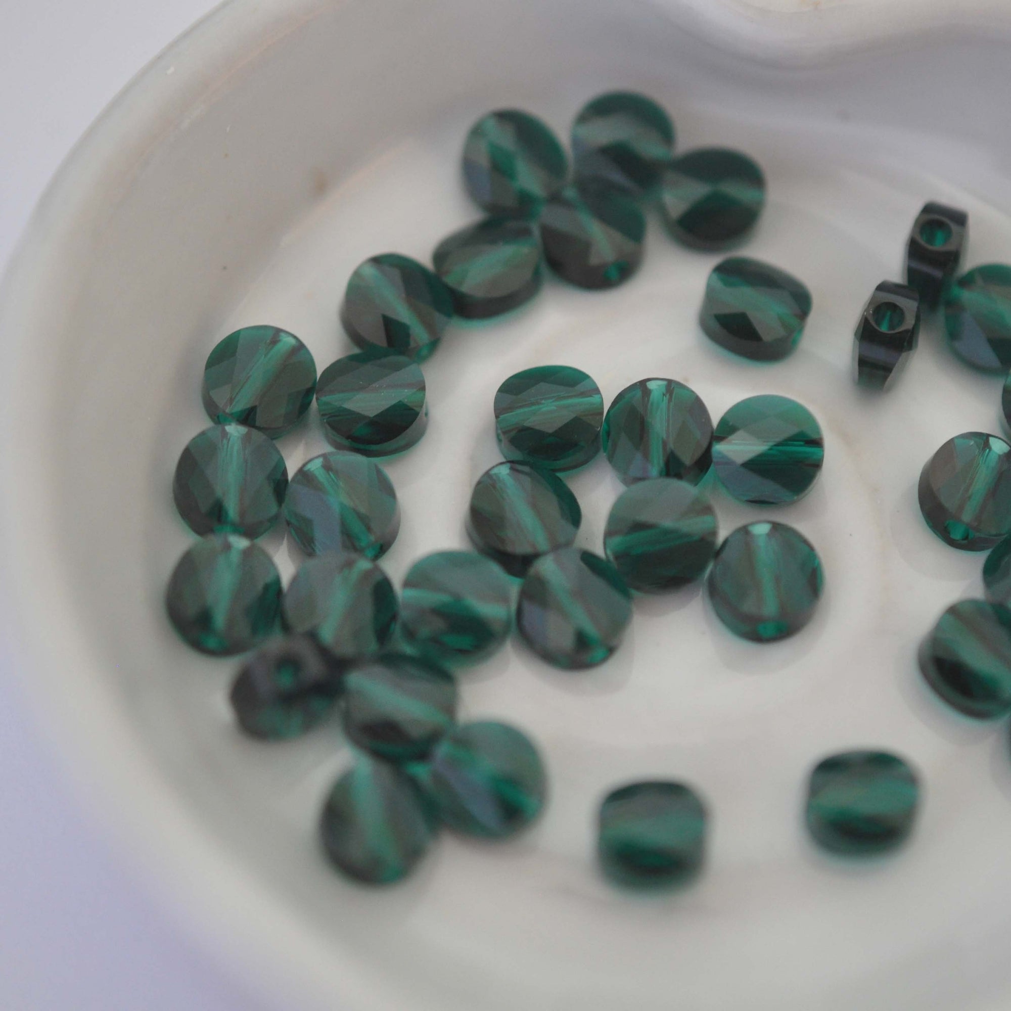 Emerald Faceted Coin Bead 5052 Barton Crystal 6mm