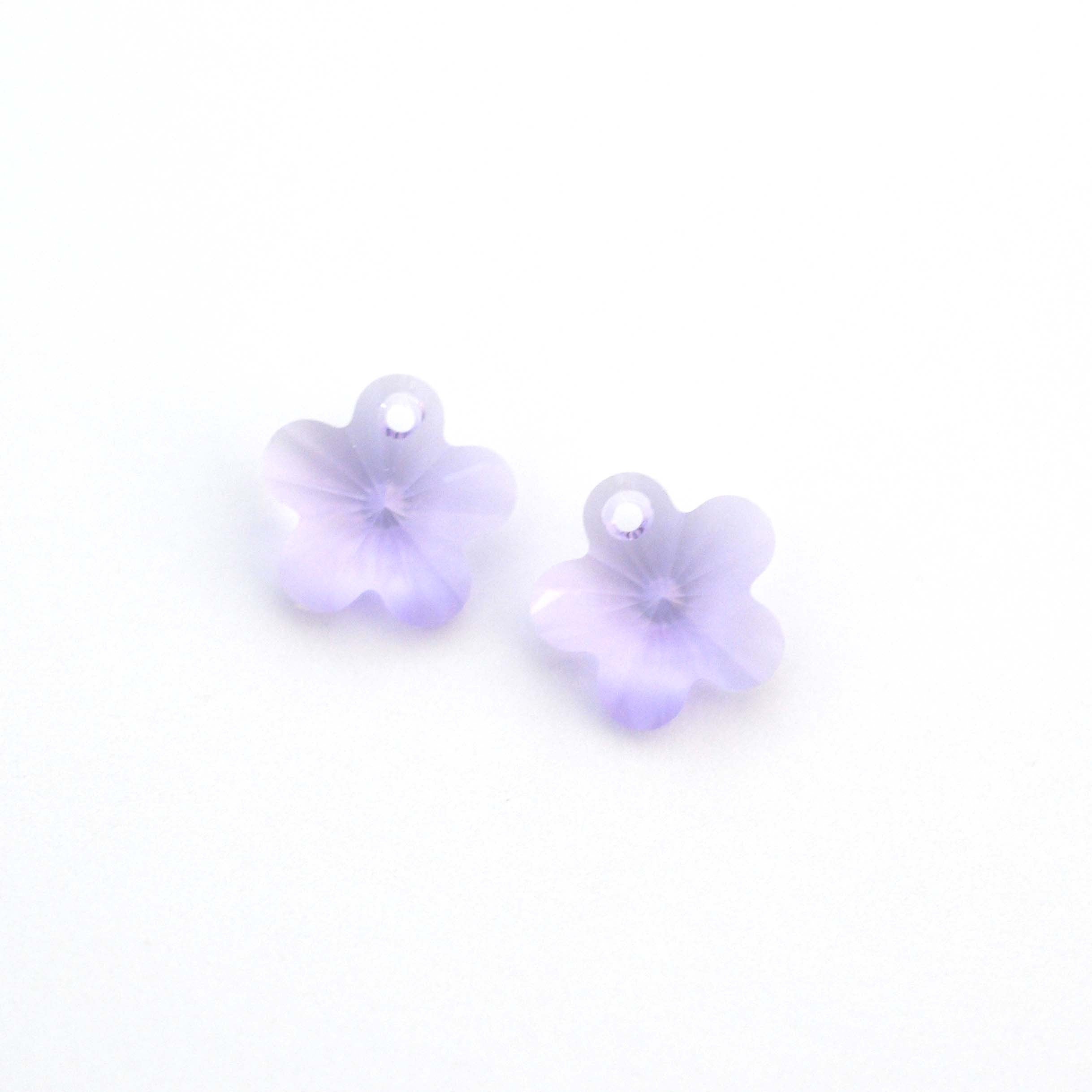 Violet Purple Flower Pendant  6744 Barton Crystal 14mm - 1 Pair (2 Pieces)