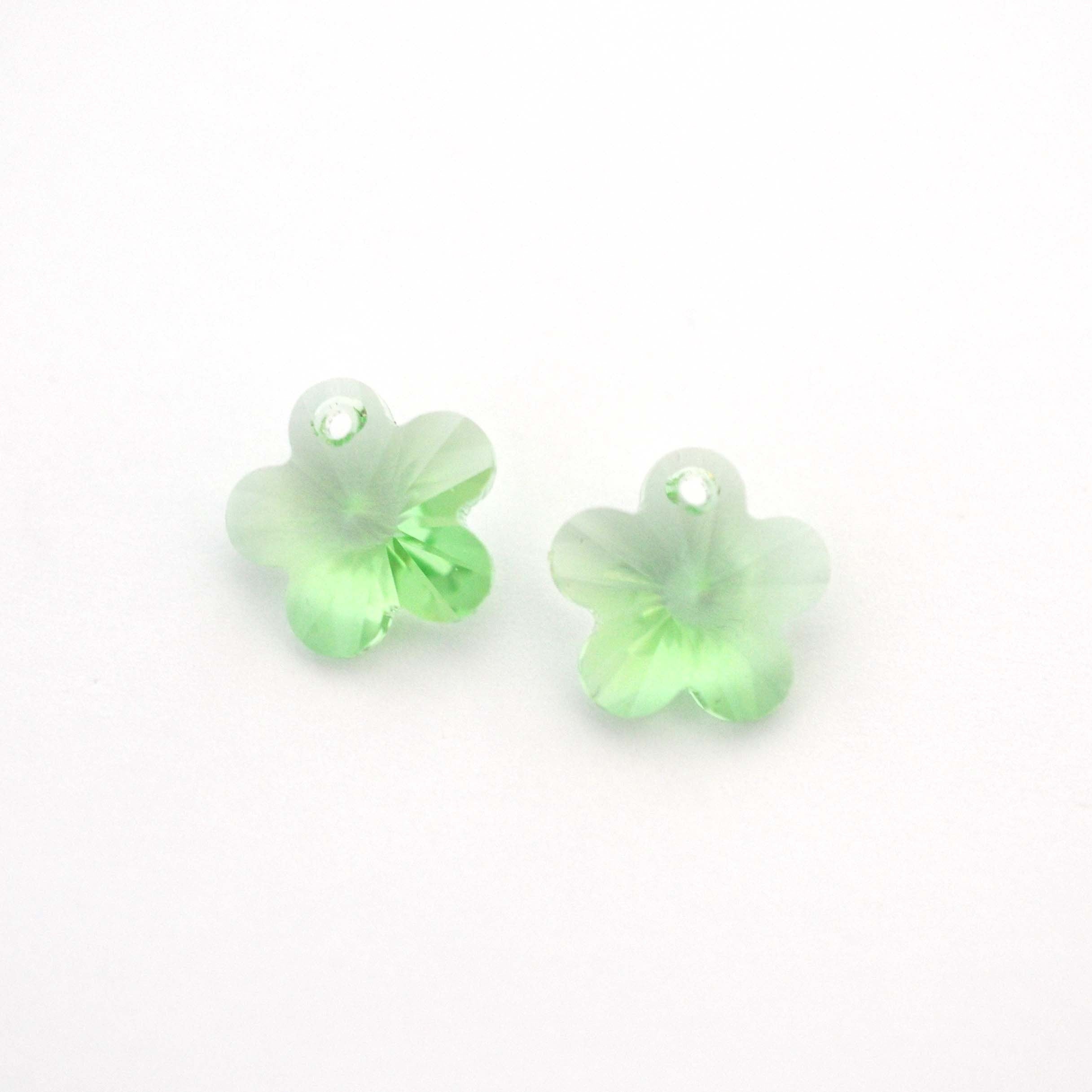Peridot Green Flower Pendant 6744 Barton Crystal 14mm - 1 Pair (2 Pieces)