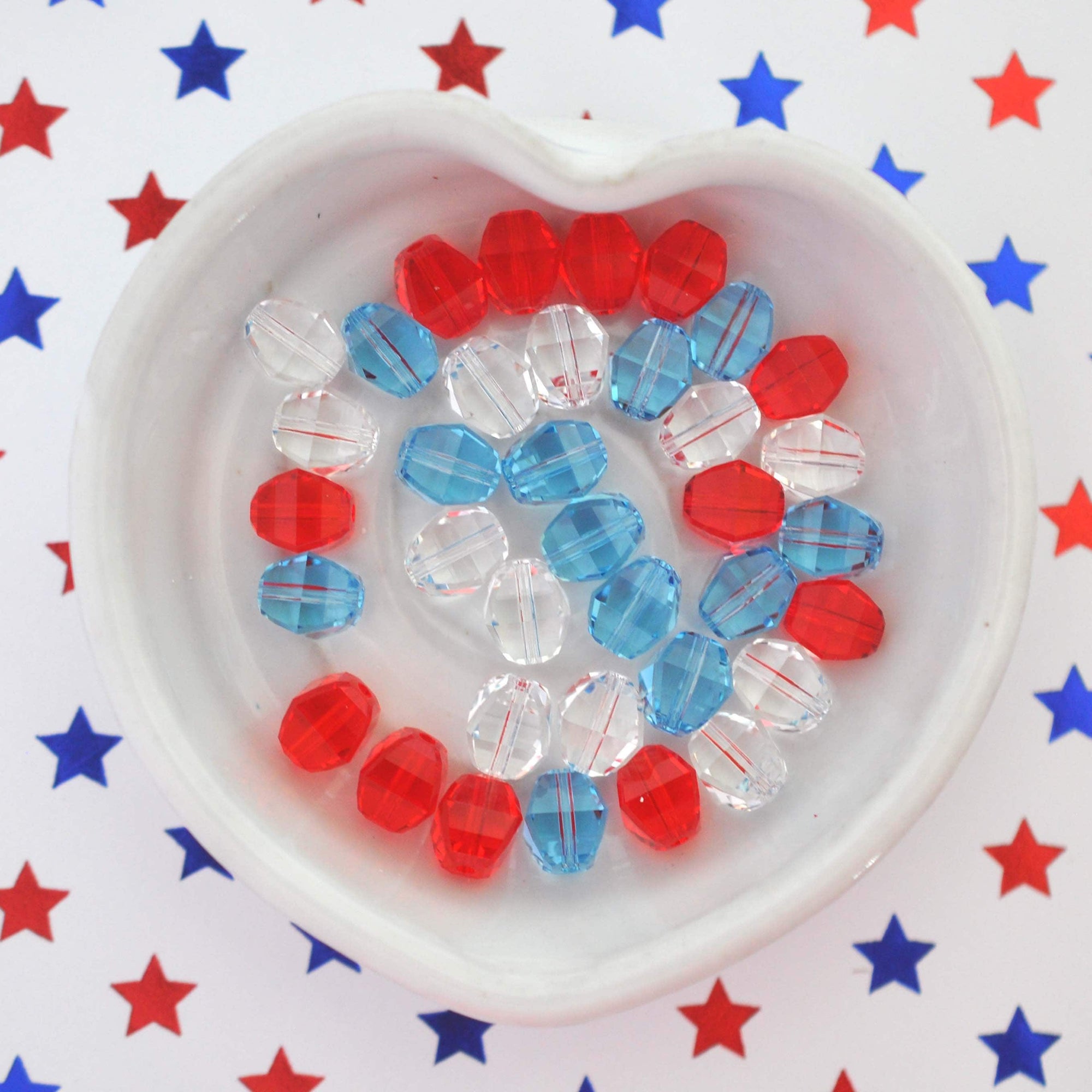 Stars, Stripes, and Sparkle Mix 8mm 5030 Barton Crystal - 18 Beads (6 of each color)