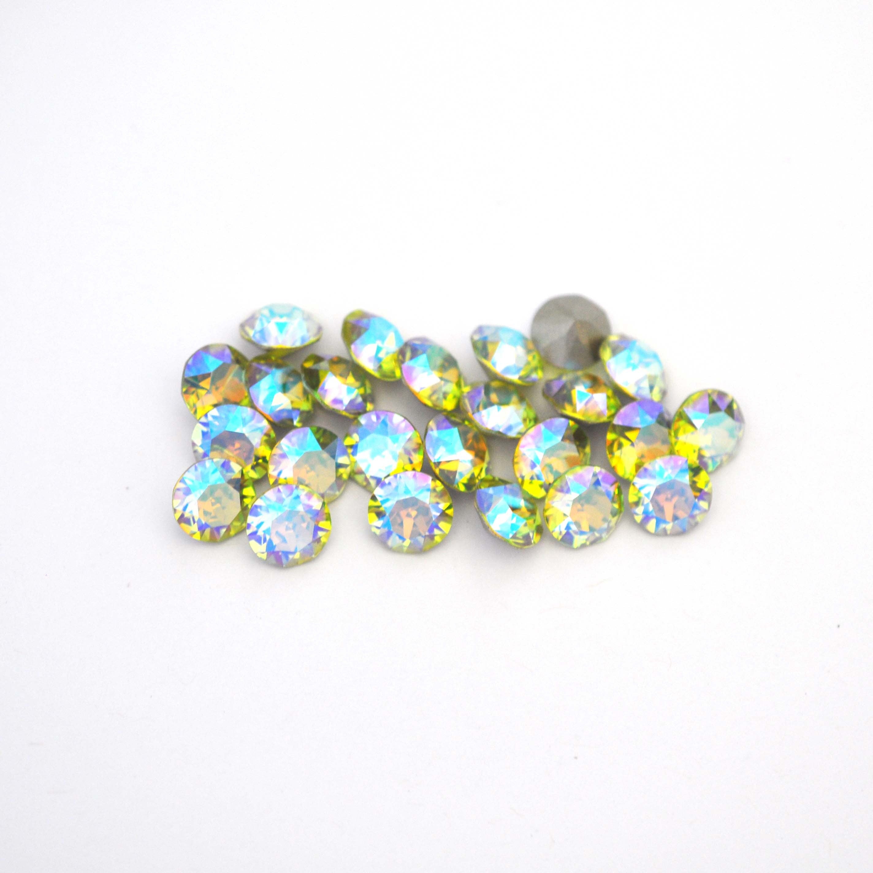 Citrus Green Blue AB 1088 Pointed Back Chaton Barton Crystal 39ss, 8mm