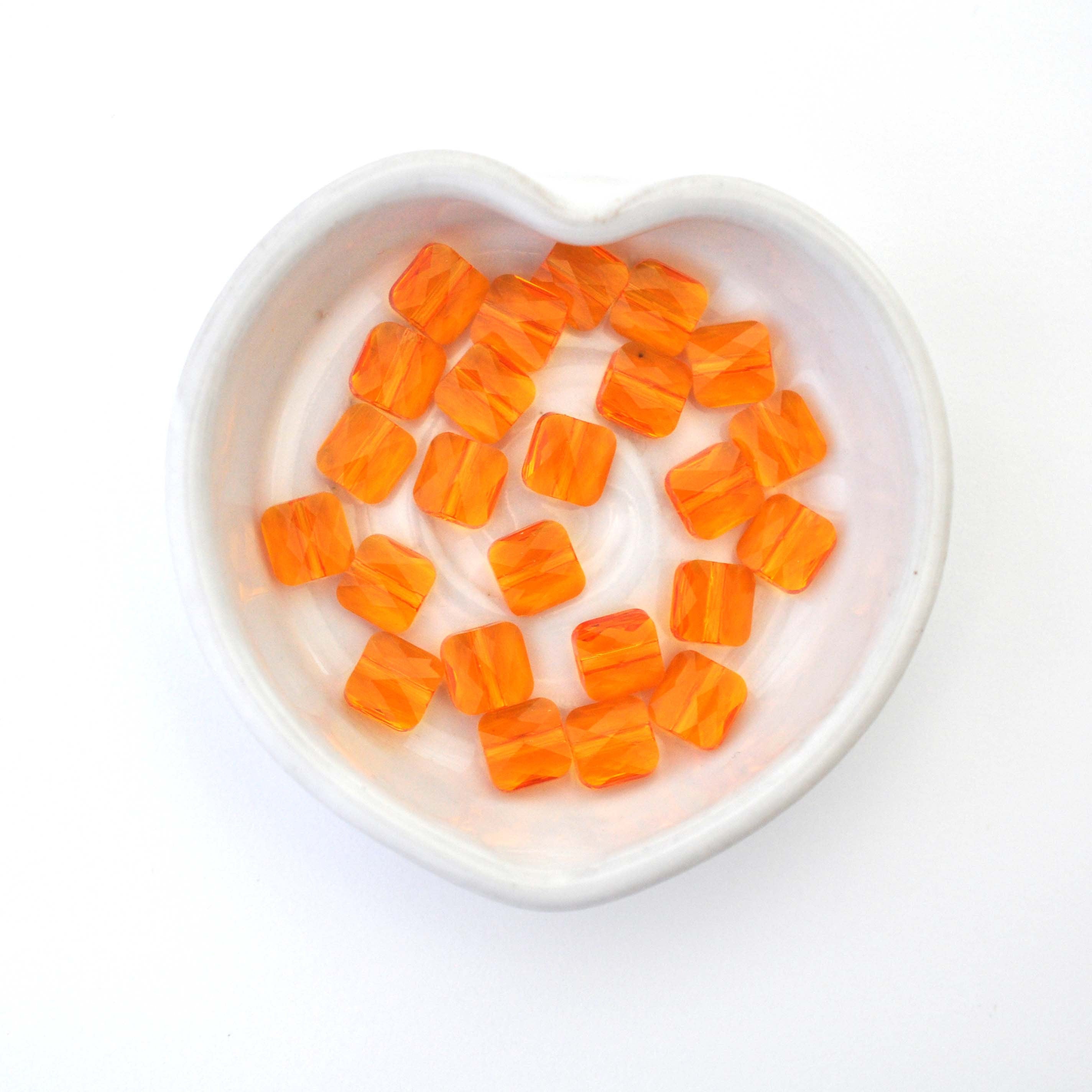 Tangerine Faceted Square Bead 5053 Barton Crystal 8mm